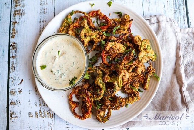 Crispy Pepper Rings with Spicy Crema/ Air Fryer
