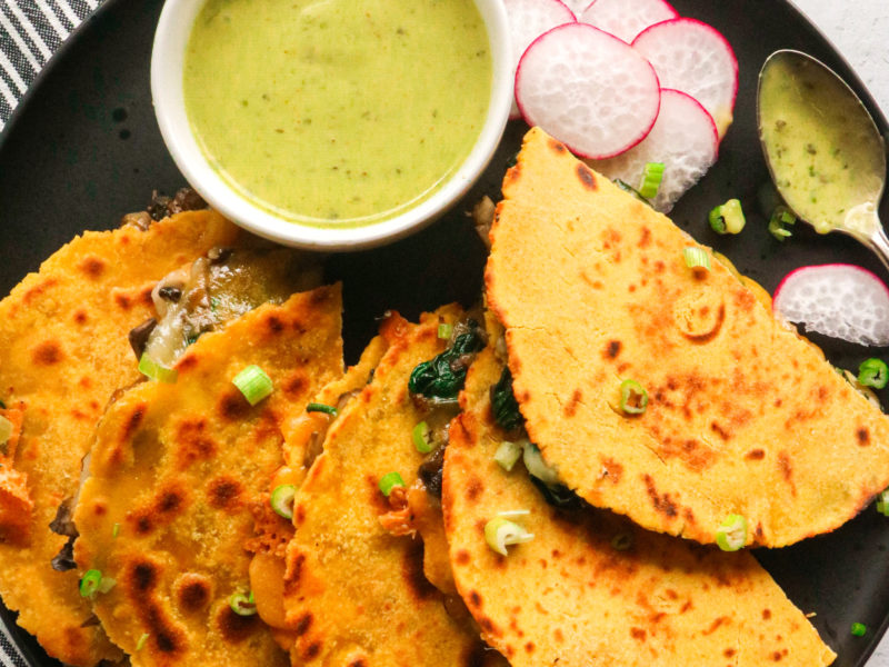 Mushroom and Spinach Quesadillas
