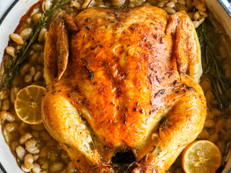 Rosemary lemon chicken with white beans